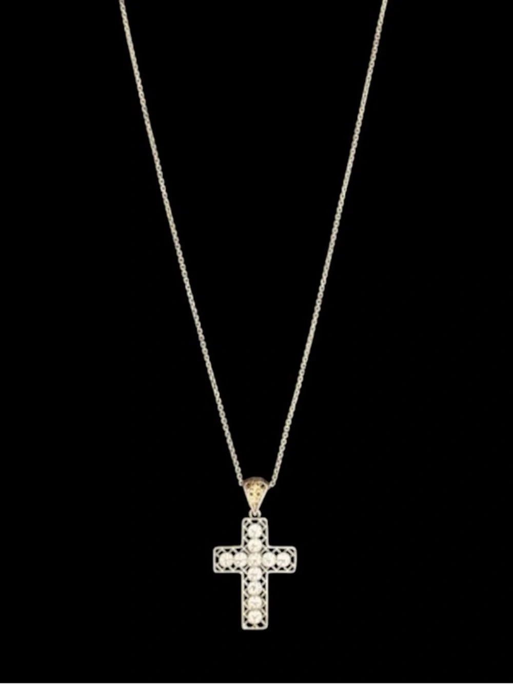 Lisa Robertson 18K Gold over 925 Sterling Silver Filigree Cross Pendant Necklace